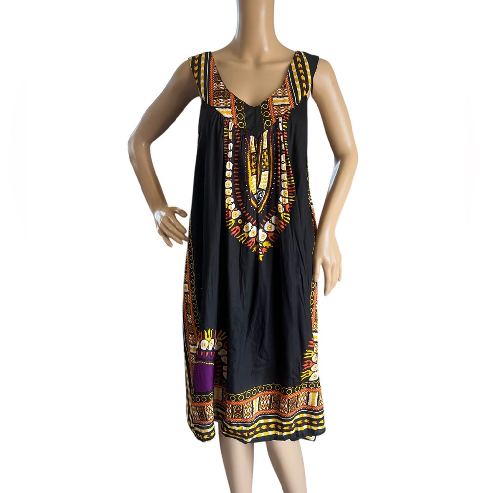 Bella Moda Tribal Black Sleeveless Dress Lined